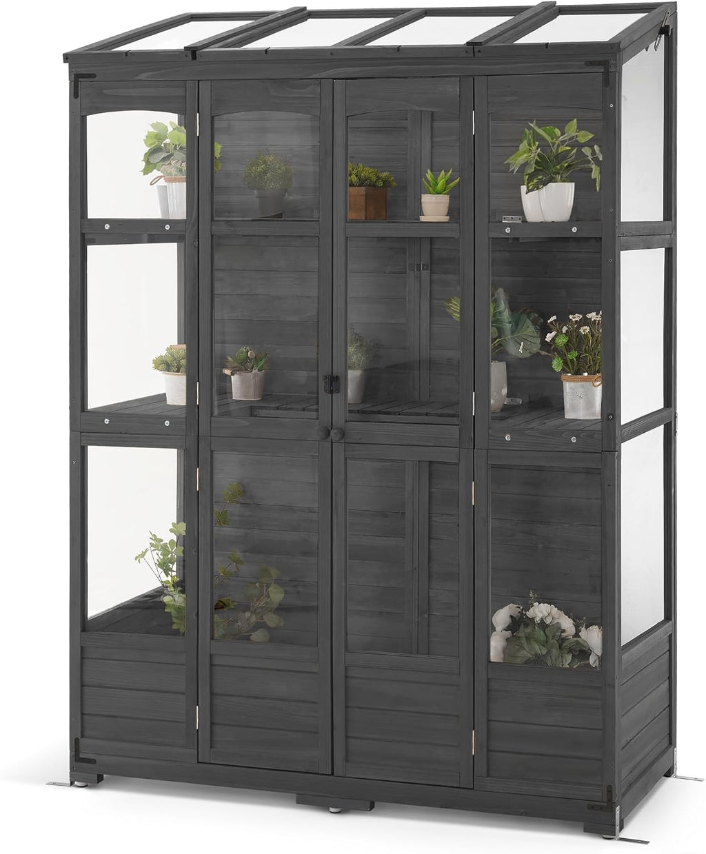 mcombo wooden walk-in greenhouse open roof & lockable, main product view
