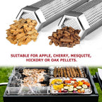 12” Smoke Tube for Pellet Smoker, Hot/Cold Smoking on Grill 5hrs | Stainless Steel 12" Smoker Tube with Wood Pellet or Chips, Hot or Cold Smoking on any Grill or Smoke for 5 Hrs, Easy to Clean