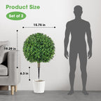 artificial boxwood topiary ball outdoor 25", 2pcs fake, side view