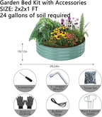 Galvanized Metal Planter Raised Garden Bed Kit for Gardening Outdoor Garden Box Raised Flower Bed 2PC Green 2X2X1FT