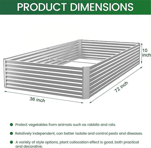 4 Pack 6x3FT Corrugated Galvanized Steel Raised Garden Bed Outdoor, Metal Above Ground Garden Bed for Vegetables and Flowers, Rectangle Raised Beds for Gardening