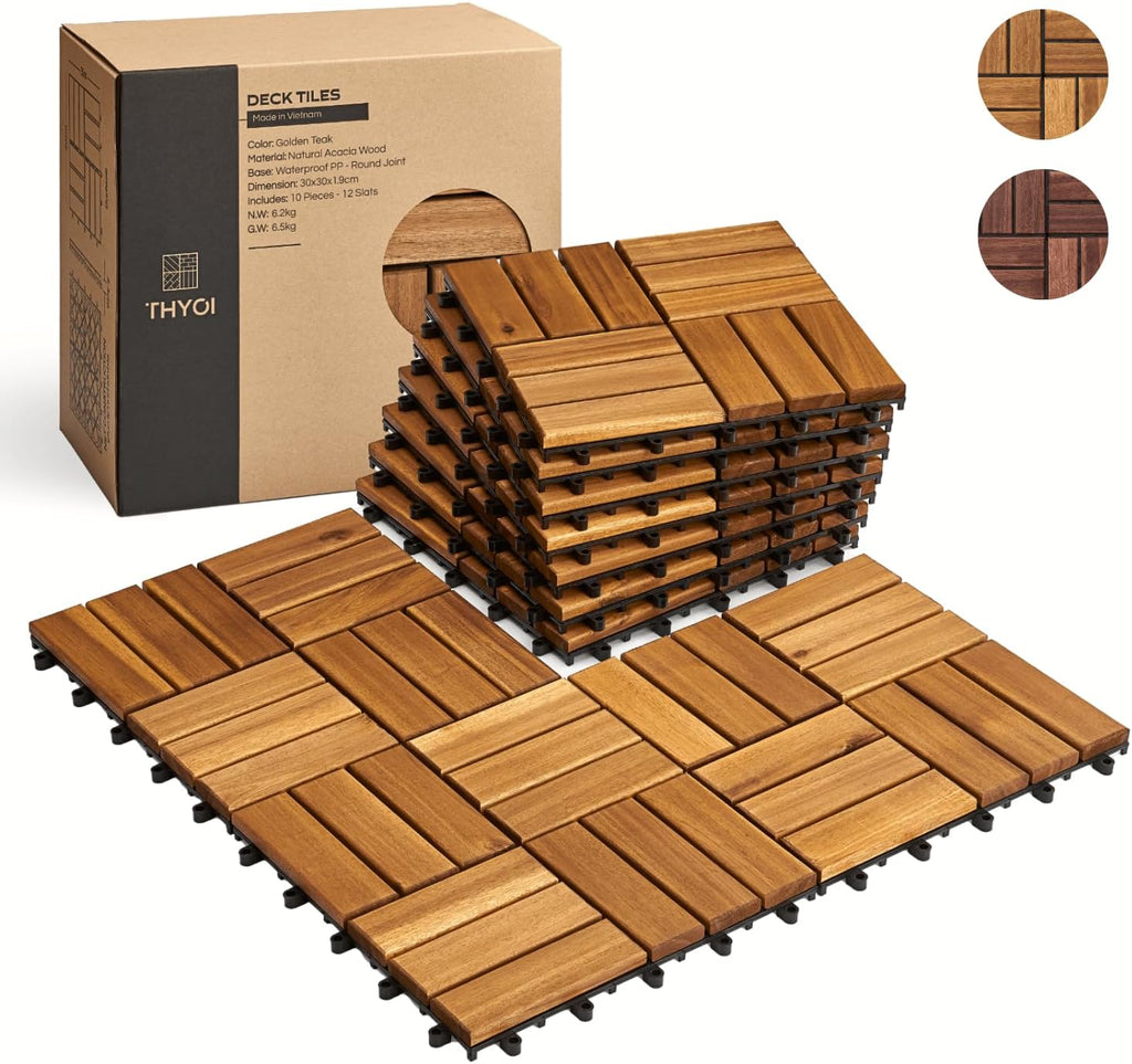 thyoi premium deck tiles, 10 pcs patio flooring shown in use