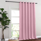 NICETOWN Room Divider Curtain 132 Inches Long, Wide Blackout Sliding Door Curtain for Bedroom, Room Darkening Privacy Window Curtain for Patio Door (1 Panel Set, Rouge Pink, 80 x 132 Inch)