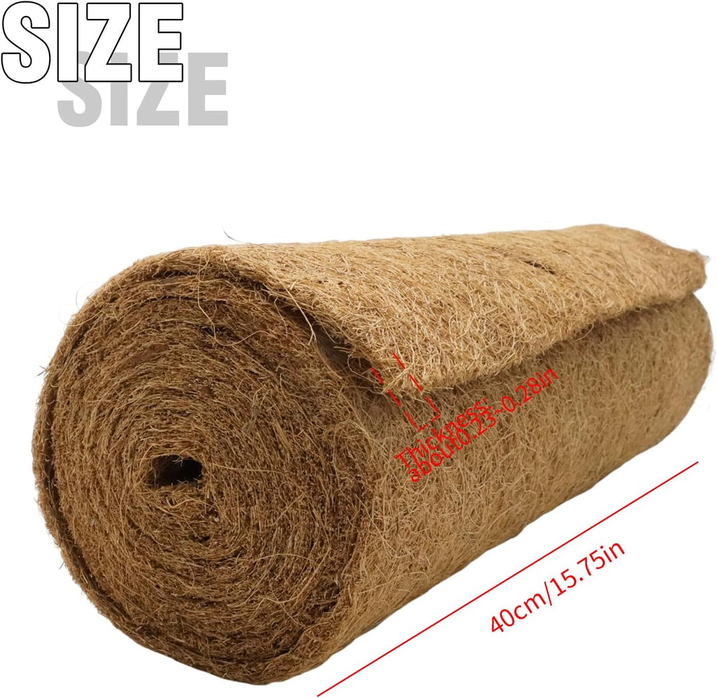 EATAKWARD 120'' x 16'' Coconut Mat, Coco Fiber Roll, Natural Coconut Coco Liner Roll, Thick Coco Liners for Planters, Flowers, Pet, Tortoise, Lizard, Snake, Rabbit, Brown