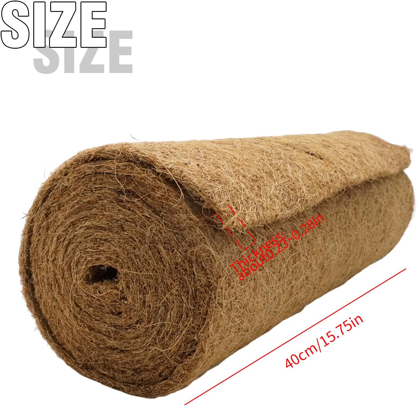 EATAKWARD 120'' x 16'' Coconut Mat, Coco Fiber Roll, Natural Coconut Coco Liner Roll, Thick Coco Liners for Planters, Flowers, Pet, Tortoise, Lizard, Snake, Rabbit, Brown