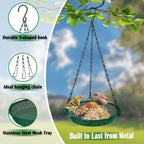 Hanging Platform Bird Feeder, 9 in, Green | Stainless Steel Mesh Tray, For Small Birds, Garden & Patio