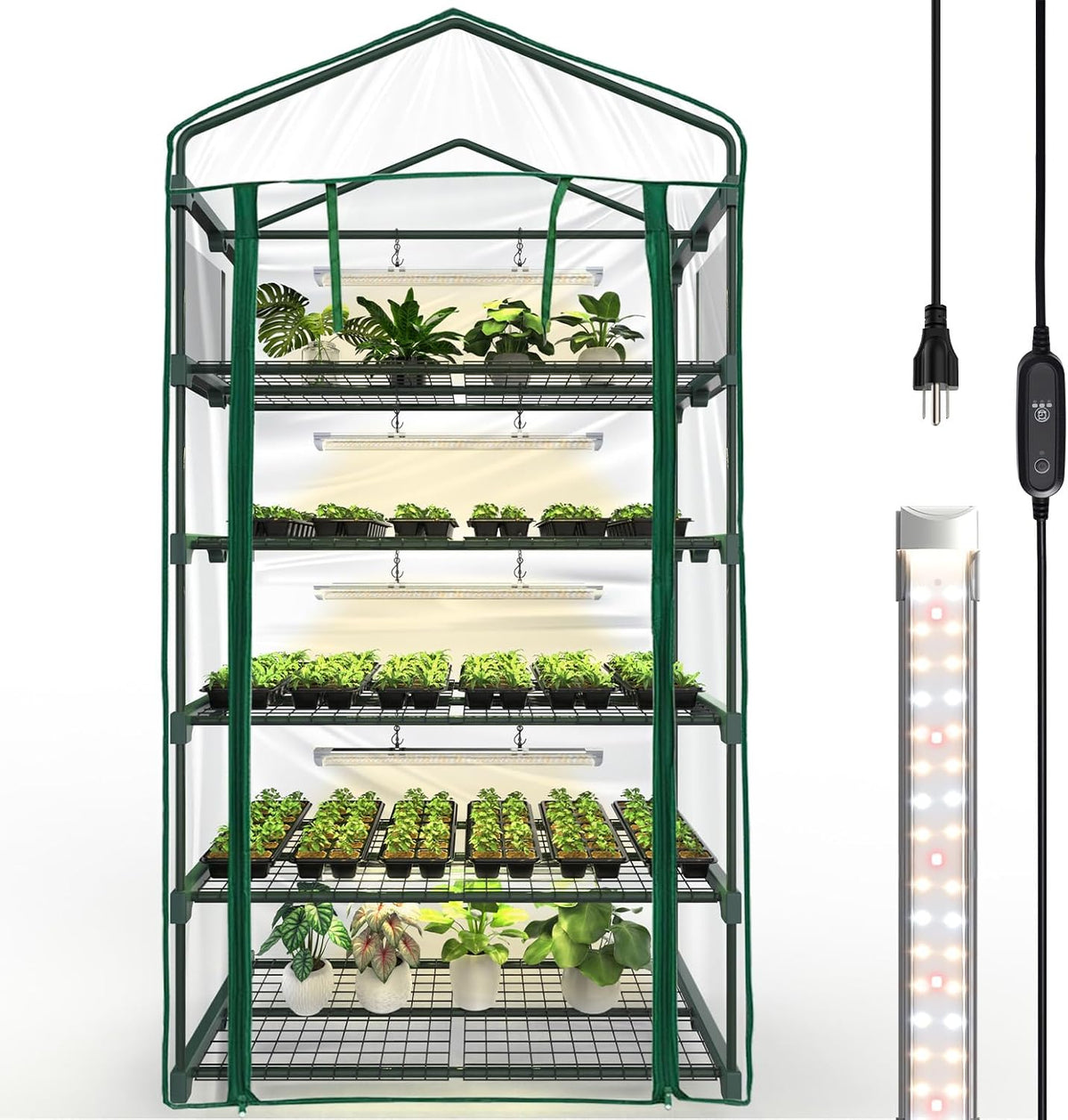 bstrip indoor greenhouse with grow light, 5-tier large, main product view