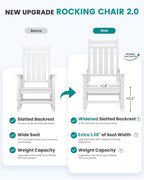 SERWALL Oversized Outdoor Rocking Chair Set of 4, HDPE Rocker for Adults, Patio Rocking Chairs for Porch, White