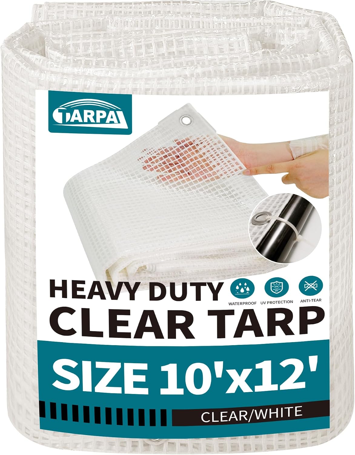 tarpal 10'x12' clear white tarp heavy duty waterproof, main product view