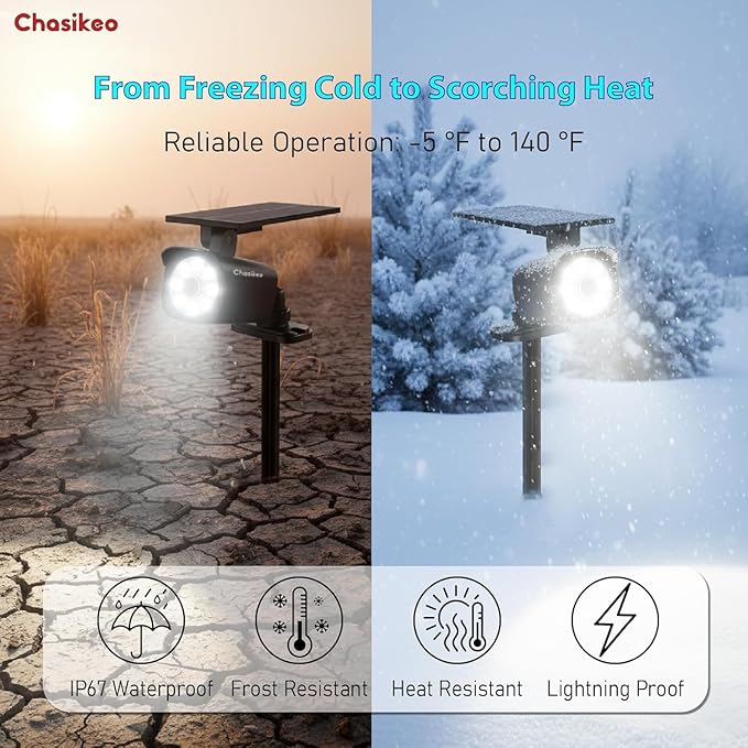 Solar Motion Light Outdoor, Solar Spotlight with Motion Sensor, IP67 Waterproof Solar Power Security Light, 360° Rotatable for Garden, Yard, Pathway, Fence, Driveway, 1200LM(1 Pack)