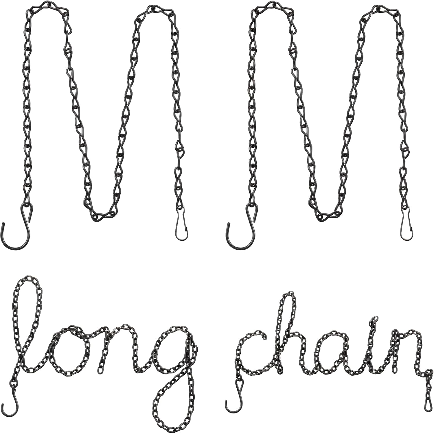 Outus 4 Pack 23.6 Inch Black Hanging Chain for Bird Feeders, Planters, Lanterns, Wind Chimes, Decorative Ornaments and Birdbaths Basket Extender Chain Outdoor Indoor
