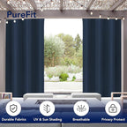 PureFit Outdoor Curtains for Patio Waterproof Weatherproof, UV Resistant Outside Curtains for Gazebo, Front Porch, Pergola, Sun Blocking Privacy Curtain, 52W x 95L inch, 1 Panel, Navy Blue