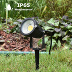 GSS6005 Plug in Spotlight Outdoor, 5W LED Landscape Spotlight 120V, 3000K Warm White, Metal Construction with Ground Stake, 3ft Cord and Plug, Black (Pack of 2)