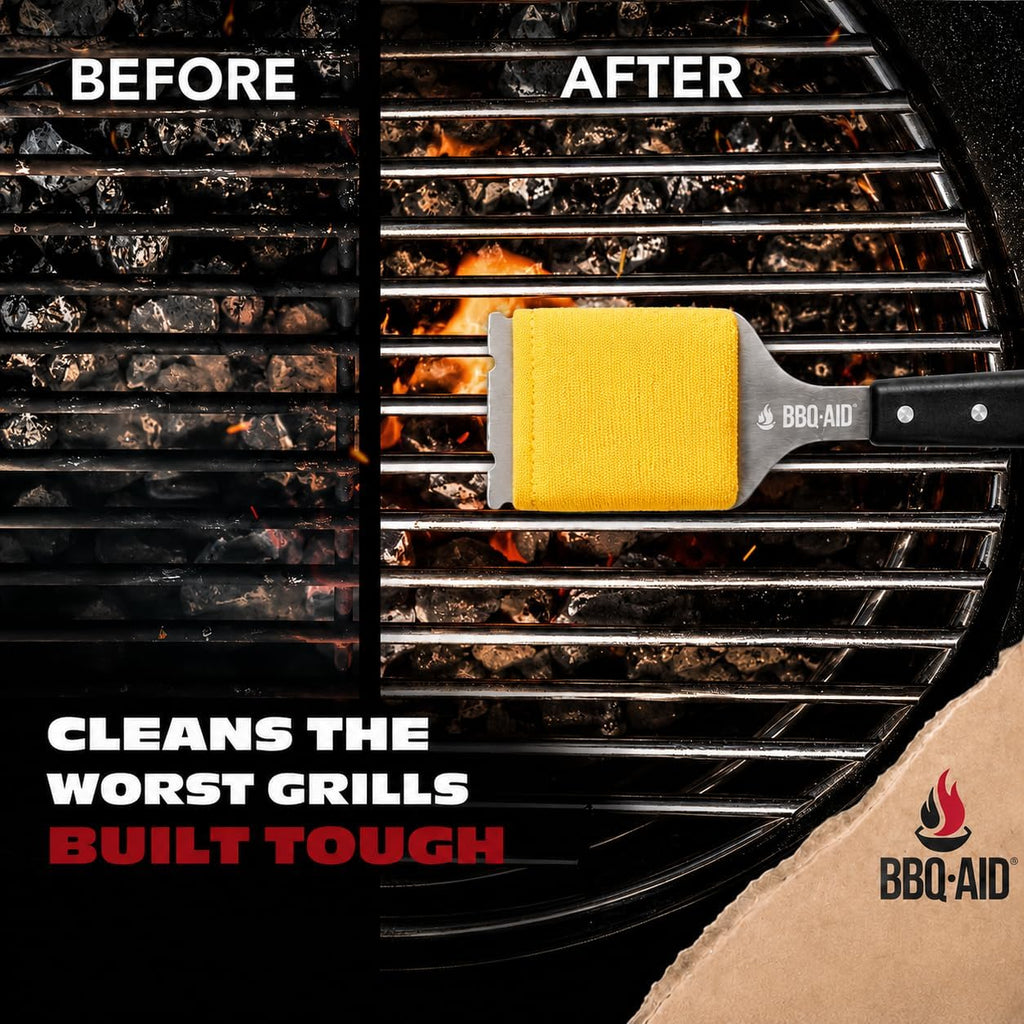 Bristle Free Steam Grill Brush and Scraper for Outdoor Grill, Black | 100% replaceable steam scrub pad, built-in scraper, grill cleaner; no shedding, safe for all grill grates