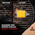 Bristle Free Steam Grill Brush and Scraper for Outdoor Grill, Black | 100% replaceable steam scrub pad, built-in scraper, grill cleaner; no shedding, safe for all grill grates