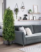 5ft artificial cedar topiary trees, outdoor artificial plants, side view