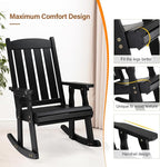 VINGLI Outdoor Rocking Chair Set of 2, Heavy Duty 600 LBS Wooden Rocking Chair with Comfortable Backrest, Weatherproof Rocker with Ergonomic Design, Suit for Patio, Garden, Yard, Black