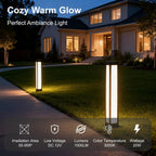 SkyGlow 32" Bollard Light, 12V/120V Aluminum LED IP65 Waterproof Outdoor Modern Landscape Path Lights, 3000K Curb Appeal for Garden Pathway Lawn Patio Courtyard Driveway Commercial