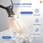 addlon 200FT(50FT*4) LED Outdoor Lights Waterproof Patio Lights with 64 Shatterproof ST38 Replaceable Bulbs(4 Spare), Dimmable Outside Hanging Light Connectable for Porch, Backyard