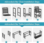 Ciokea 3 Pcs Outdoor Bar Height Table Set, 60" Extra Long Rectangle High Top Table and 2 Oversized Adirondack Chairs Set, Heavy-Duty All-Weather HDPE Patio Bar Set for Backyard Balcony Deck, Black