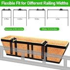 Riare 2 Pack 24 Inch Metal Railing Planter Window Box with Coco Liner- Adjustable Window Flower Boxes for Railings, Hanging Rail Planters for Deck, Balcony, Porch, Fence, Indoor Outdoor Plants