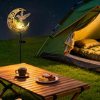 Solar Hummingbird Lights Outdoor Decor - Moon & Bird SolaGardenLights Waterproof, Auto On/Off Pathway Lighting for Yard/Lawn/Patio, Handcrafted Metal Solar-Stake-Lights for Outside Decorations