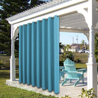 BONZER Waterproof Outdoor Curtains for Patio Porch Pergola Cabana Thick Privacy Wide Grommet Indoor Curtains for Bedroom Living Room, 1 Panel, 110W x 84L inch, Teal