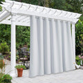 NICETOWN Outdoor Divider Patio Curtain Waterproof for Public Space, Thermal Insulated Rustproof Grommet Room Darkening Panel Safe for Yard/Arbor, Greyish White, 1 Panel, W100 x L84