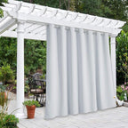 NICETOWN Outdoor Curtains for Patio W100 x L108 inch 2 Pieces, Sun Blocking Screen Shades 100% Privacy for Porch, Pergola, Lanai, Outside Deck, Weatherproof Blinds for All Season, Greyish White