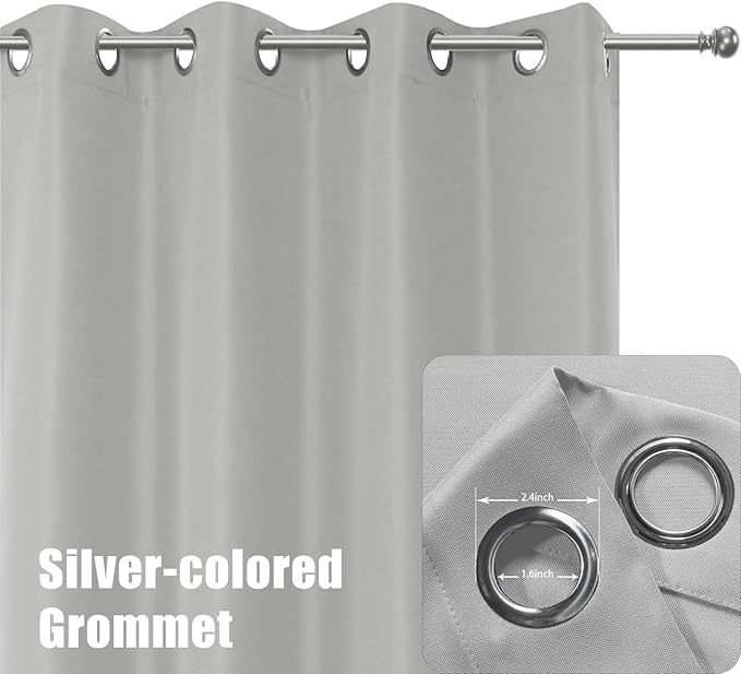 BONZER Outdoor Waterproof Curtains for Patio Extra Wide Grommet Light Filtering Outside Curtains for Gazebo, Porch, Pergola, Pavilion, 1 Panel, 150W x 84L inch, Silver