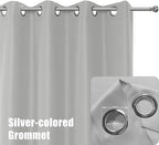 BONZER Waterproof Indoor/Outdoor Curtains for Patio Thick Privacy Wide Grommet Curtains for Bedroom, Living Room, Porch, Pergola, Cabana, 1 Panel, 110W x 84L inch, Silver