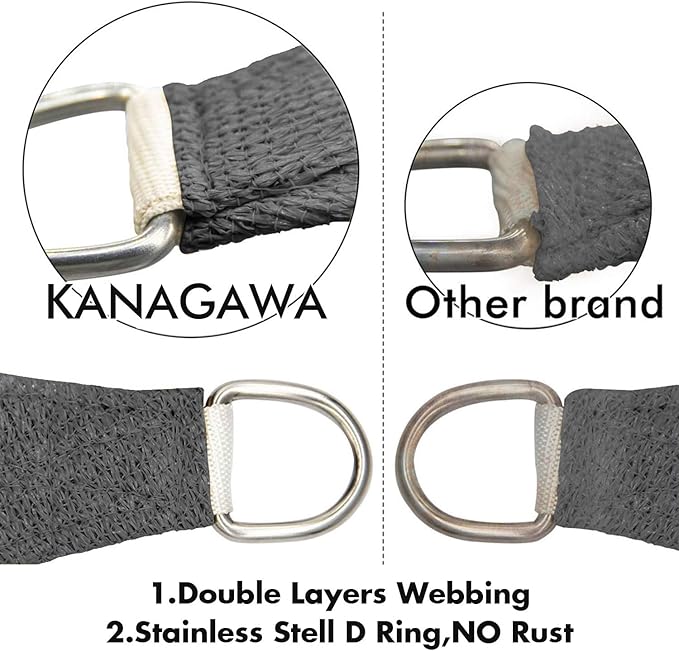 KANAGAWA Sun Shade Sail 12'x16' Dark Gray Rectangle UV Block Canopy Awning Shelter Fabric Cloth Screen for Outdoor Patio Garden Backyard Activities