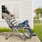 UDPATIO Oversized Zero Gravity Chair Set of 2, 33In XXL Patio Reclining Chair with Cushion, Outdoor Folding Recliner with Pillows|Cup Holder|Foot Rest|Padded Headrest, Grey, Support 500LB
