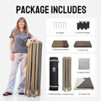 CROWN SHADES 12x12 Pop Up Gazebo with Mosquito Nettings, Patented Center Lock 6-Sided Portable Gazebo, 300D Silver-Coated Fabric UV Resistant, Pop Up Canopy Tent for Patio, Party, Beige&Coffee