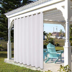 BONZER Waterproof Indoor/Outdoor Curtains for Patio Thick Privacy Extra Wide Grommet Curtains for Bedroom, Living Room, Porch, Pergola, Cabana, 1 Panel, 150W x 95L inch, White