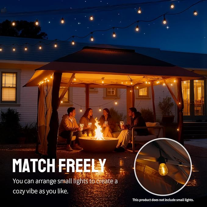 CROWN SHADES 13x13 Pop Up Gazebo, Canopy Tent, Gazebos on Clearance - Outdoor Gazebo for Backyard & Patio Furniture - Carpa Pop Up Tent with Wheeled STO-N-Go Cover Bag (Red & Grey)