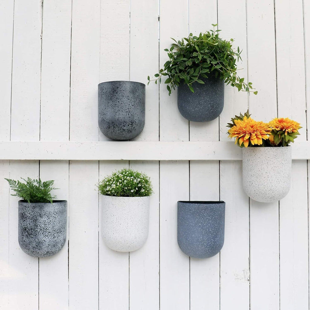 LA Jolie Muse Wall Hanging Planters for Indoor Plants，Hanging Flower Pots for Air Plants Succulent, Set of 2, 5.7L*4.1W*7H, Speckled White | Wall Hanging Planters, Decorative Wall Planters for Air Plants, Succulents, Hanging Flower Pots, 5.7*L4.1W*7H