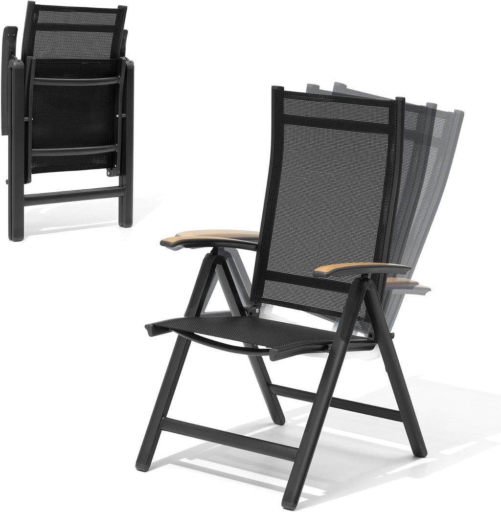 folding patio chairs set of 2, aluminum high, main product view