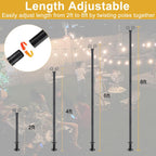 String Light Poles for Outside Deck 2 Pack 8FTHeavy Duty Metal Garden Outdoor Light Poles for Solar String Light Bulbs Hanging Kit for Yard Garden Fence Post Deck Party Wedding