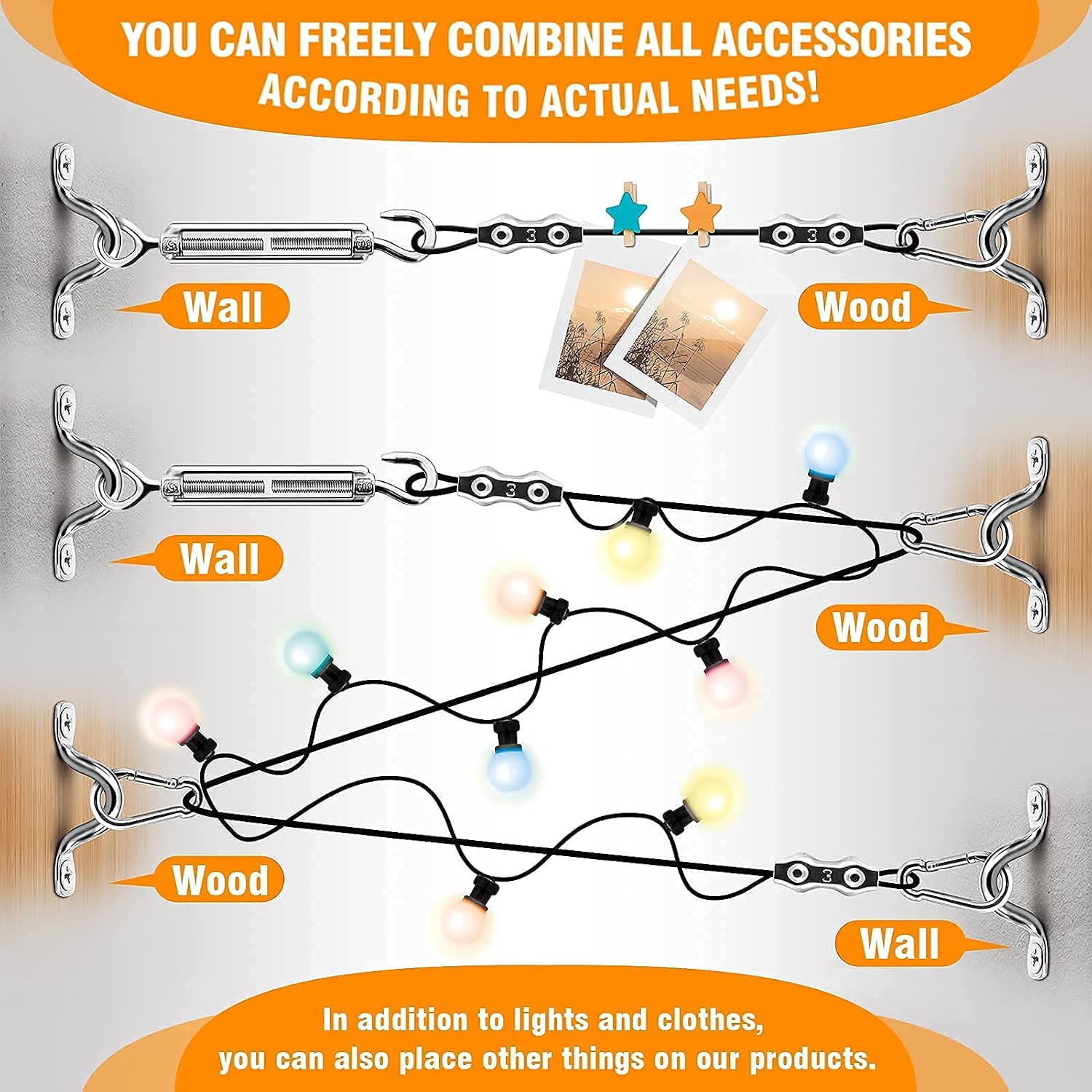 String Light Hanging Kit,164 Ft Nylon Coated Stainless Steel 304 Wire Rope, String Lights Suspension Kit,Outdoor Light Hanging Kit