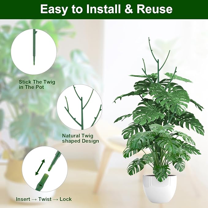 10 Pack Stackable Monstera Plant Support, Garden Stakes for Climing Plants Stem Support, Durable Plant Accessories for Indoor Outdoor Potted Plants, Pothos, Vine, Flower Use