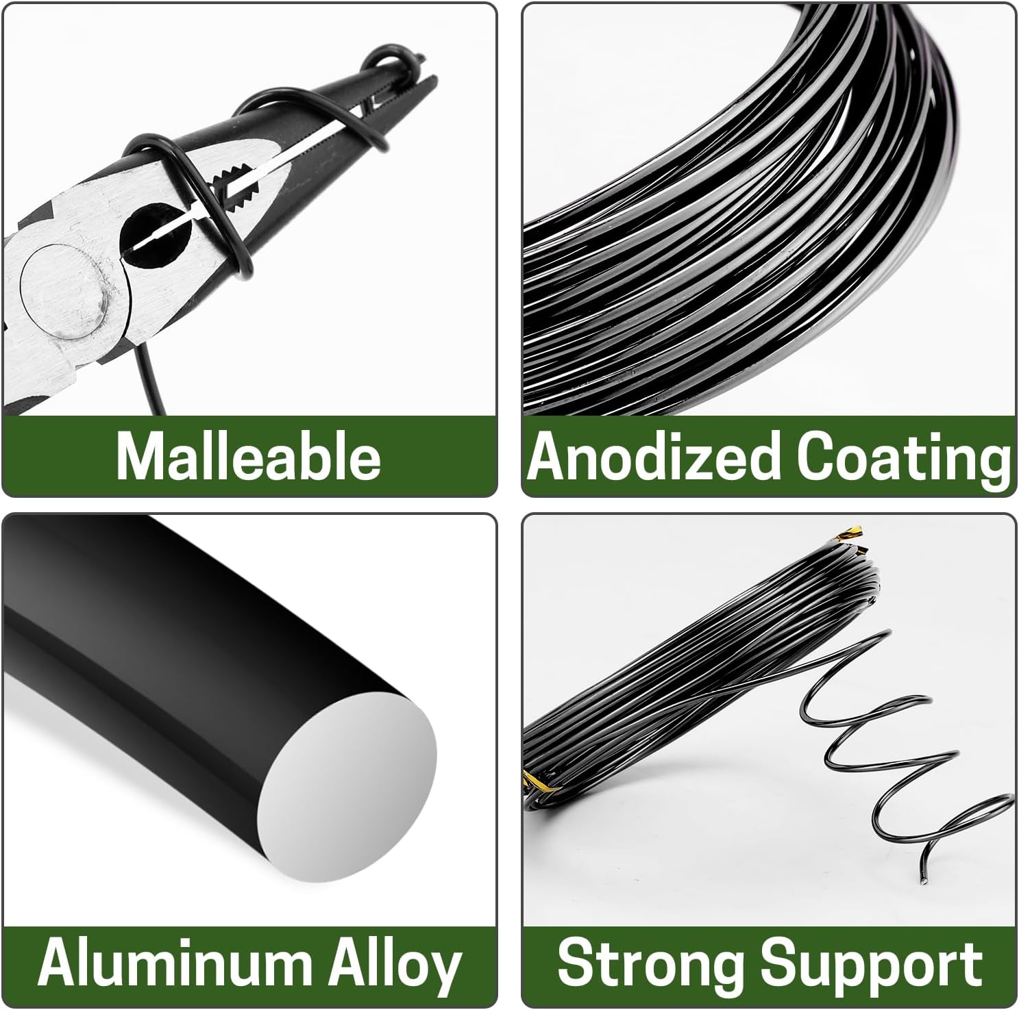 Bonsai Training Wire Set of 4, Total 128 Feet (32 Feet Each Size) | 3 Size - 1.0MM, 1.5MM, 2.0MM, Corrosion and Rust Resistant (with Bonsai Wire Cutter)