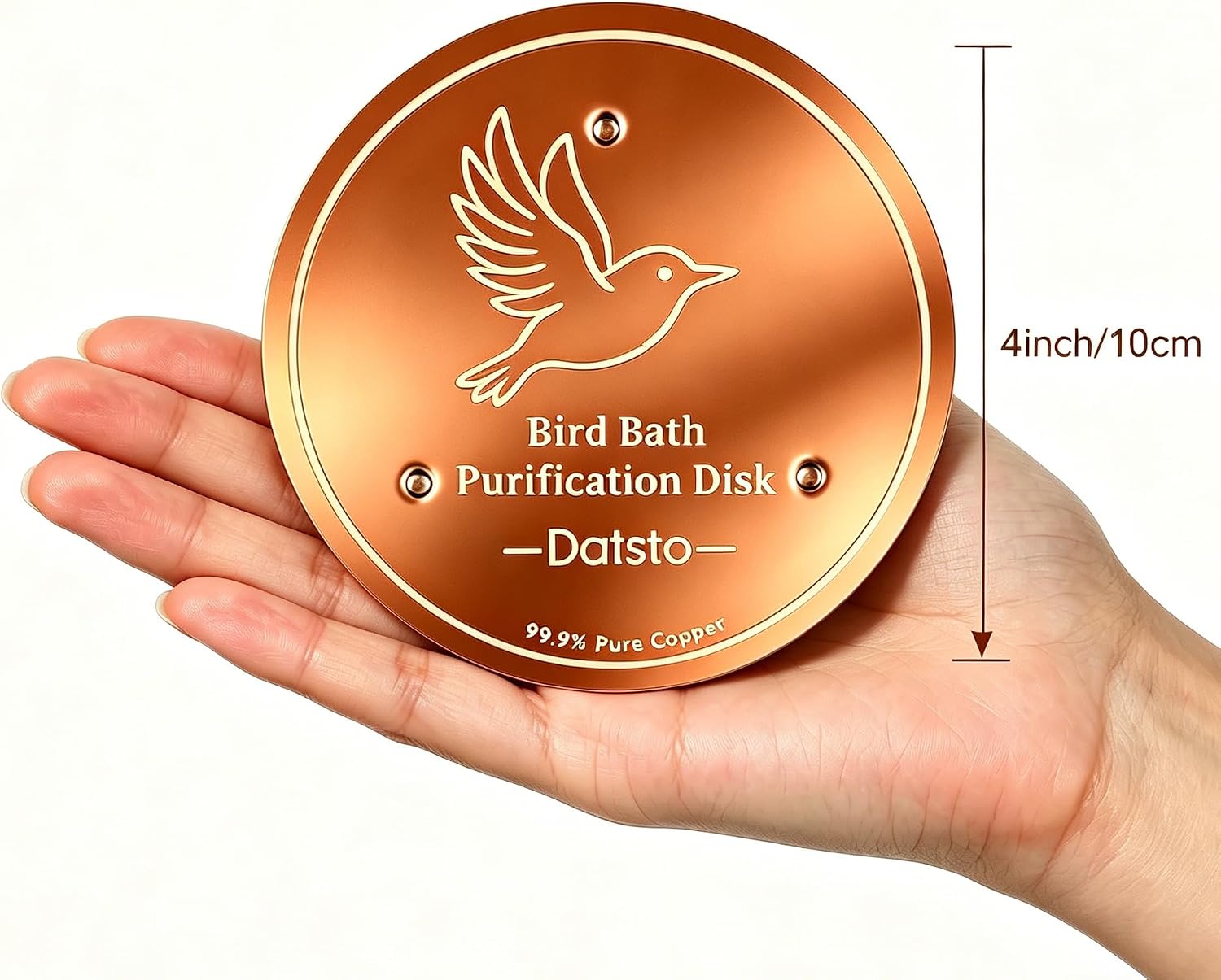 Bird Bath Copper Disk, 99.9% Pure Copper Disc to Keep Water Clean, Physical Safe Water Purification for Garden Birdbaths, Universal Fit for Concrete, Glass & Ceramic Bowls, All-Season Cleaner