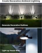 Lepro Solar Decorative Spot Lights 4 Pack, Cool White Modern Accent Lights for Garden & Landscape, IP65 Waterproof Adjustable Spotlight for Architecture, Pathways, Contemporary Decor