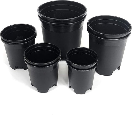 10 Pack Plastic Black Plant Pots Nursery Gardening Planters 4 in to 7.5 Inch Small Medium Plants 0.25 0.35 0.5 1 1.5 Gallon for Indoor and Outdoor Plants