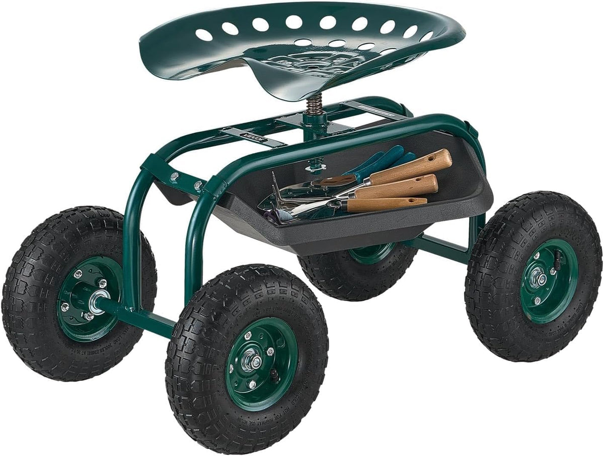 vevor rolling garden cart with swivel seat, heavy, main product view