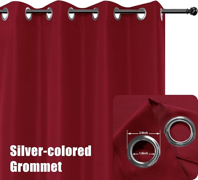 BONZER Waterproof Outdoor Curtains for Patio Porch Pergola Cabana Light Filtering Privacy Grommet Indoor Curtain Panels for Bedroom Living Room, 1 Panel, 84W x 84L inch, Red