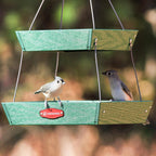 Kingsyard 2 Tier Large Platform Bird Feeder for Outdoors Hanging | Large Recycled Poly Lumber Tray, 5 Lbs Capacity, Garden Decoration Attracts Cardinal Bluebird Goldfinch, Green
