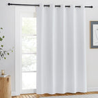NICETOWN Room Darkening Curtain for Living Room - Easy Care Solid Thermal Insulated Grommet Doorway Window Curtain Drape for Bedroom (1 Panel, W66 by L84, Greyish White)