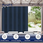 PureFit Outdoor Curtains for Patio Waterproof Weatherproof, UV Resistant Outside Curtains for Gazebo, Front Porch, Pergola, Sun Blocking Privacy Curtain, 100W x 95L inch, 1 Panel, Navy Blue